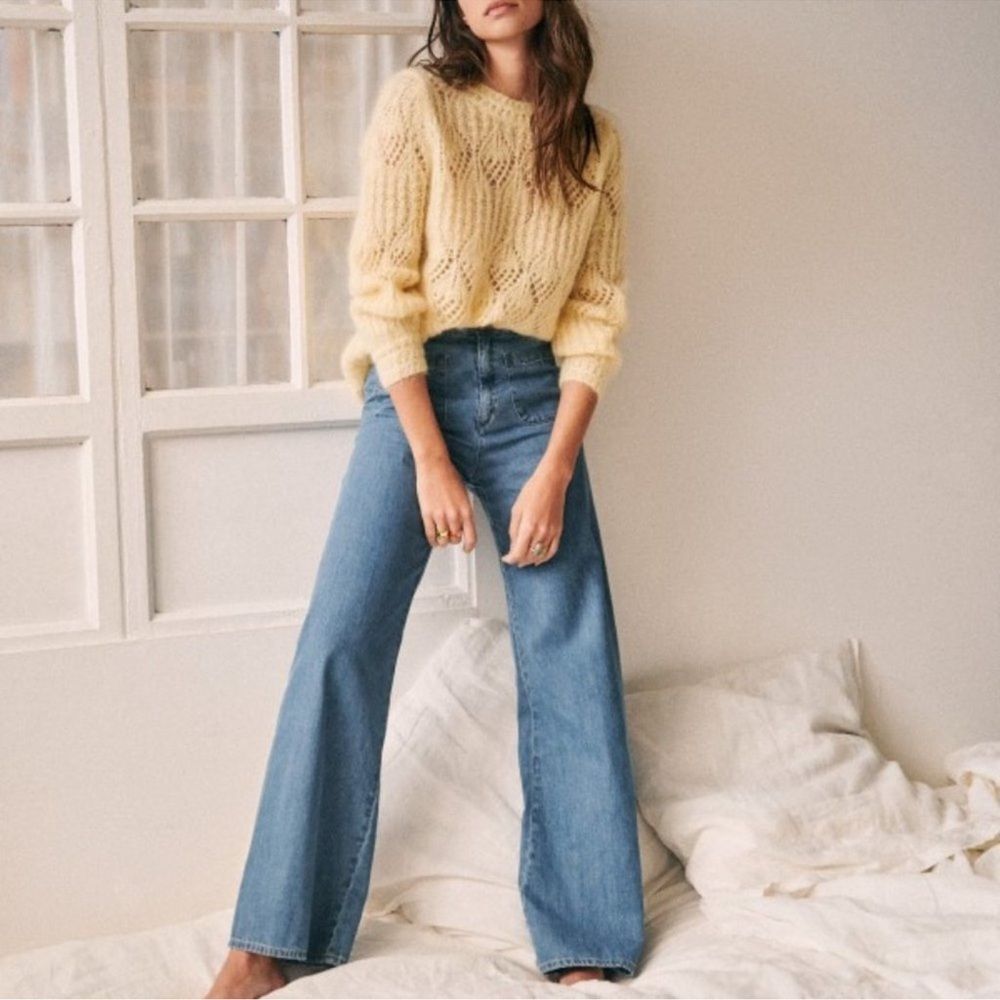 Sezane Sky Blue Flare Jeans